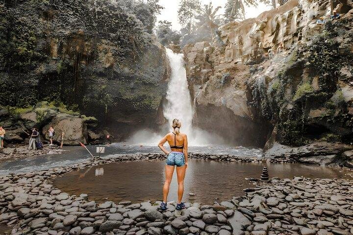 Tranquil morning at a Bali waterfall